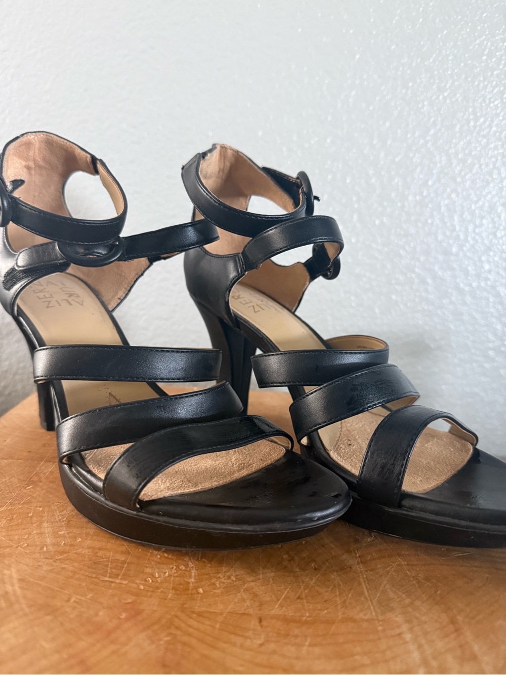 Naturalizer Black Strappy Platform Heel Sandals